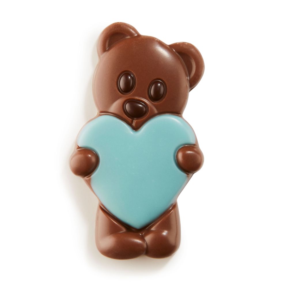 Chokladdekor, Lovely, nallebjörn med blått hjärta, 1350 g (ca 108 st)