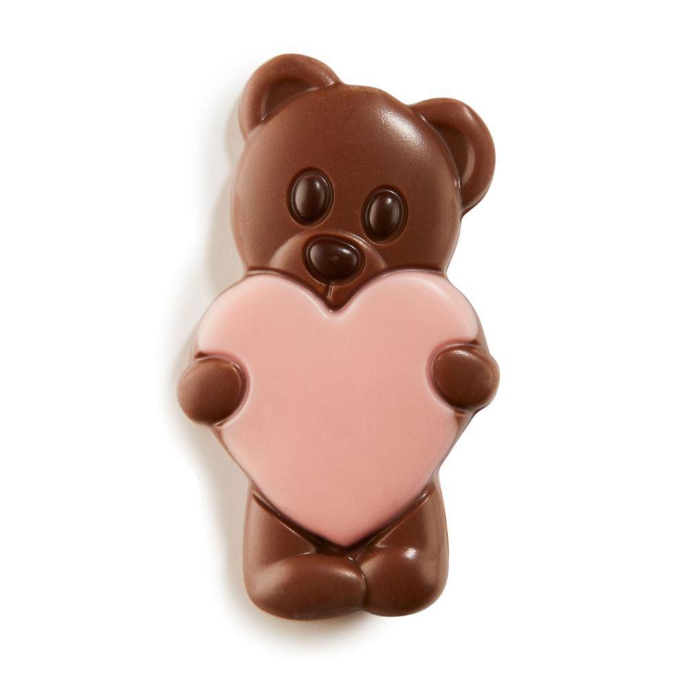 Chokladdekor, Lovely, nallebjörn med rosa hjärta, 1350 g (ca 108 st)