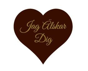 Chokladdekor, hjärta, mörk choklad, Jag Älskar Dig, 34x33 mm (200 st)