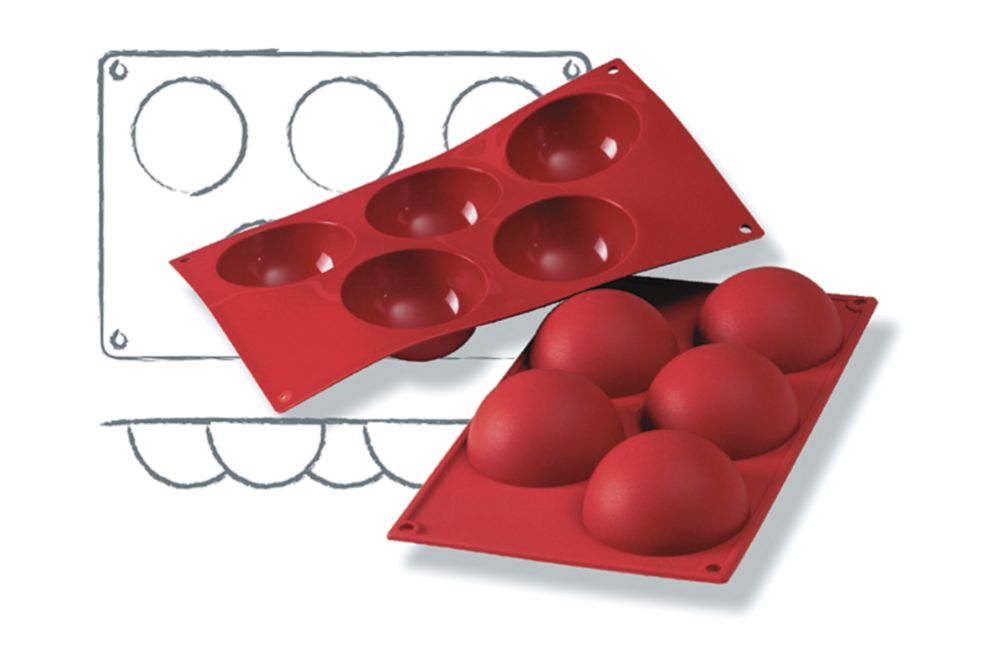 Bakform i silikon, Halvsphere, 5 x 120 ml