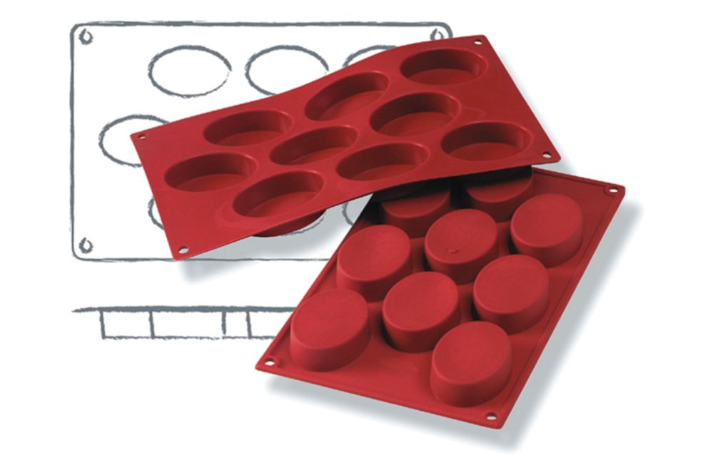 Bakformar i silikon, Oval, 9 x 50 ml