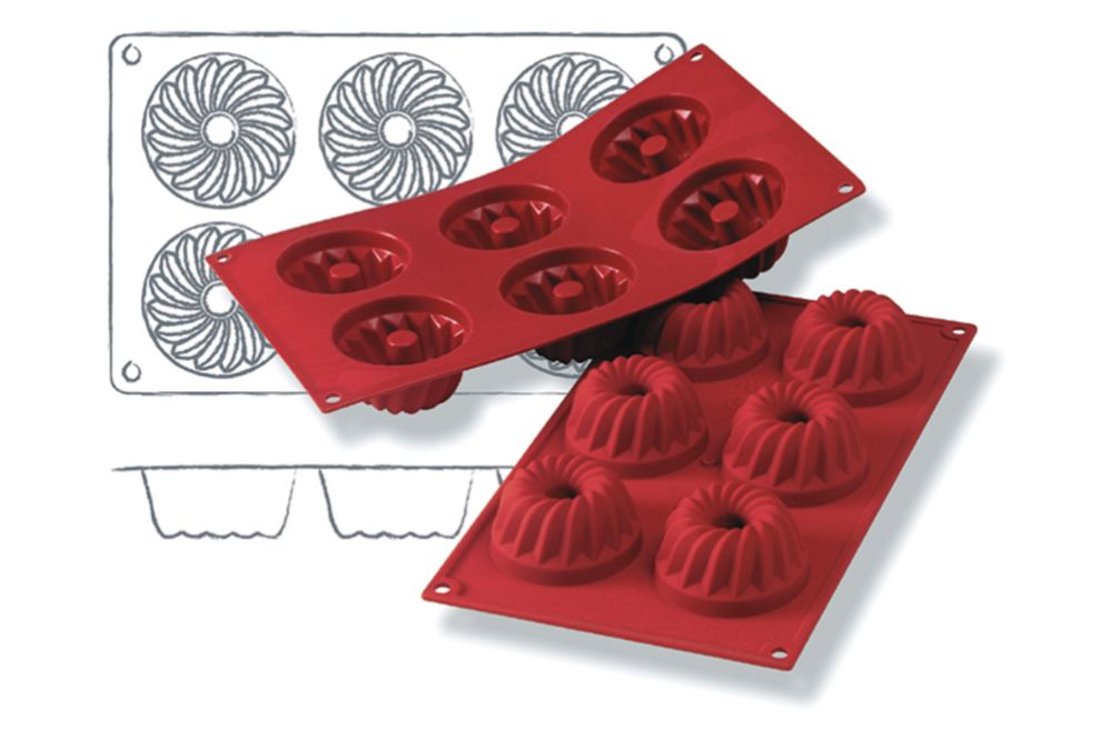 Bakformar i silikon, Gugelhupf Medium, 6 x 80 ml