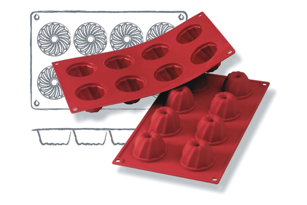 Bakformar i silikon, Gugelhupf Mini, 8 x 50 ml