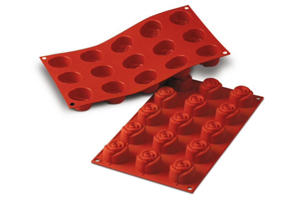 Bakformar i silikon, Ros, 15 x 23 ml