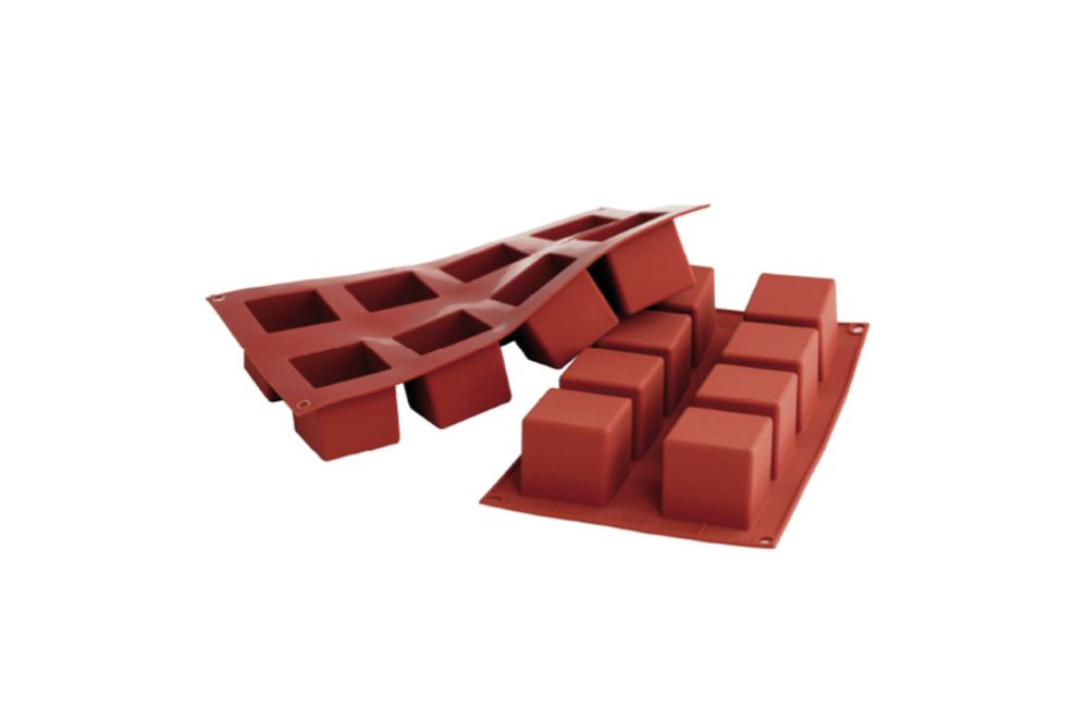 Bakformar i silikon, Kub, 8 x 125 ml