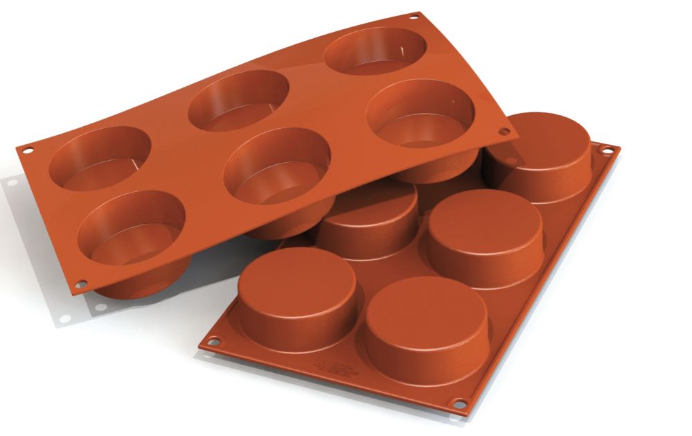 Bakformar i silikon, Cylinder, 6 x 103,5 ml