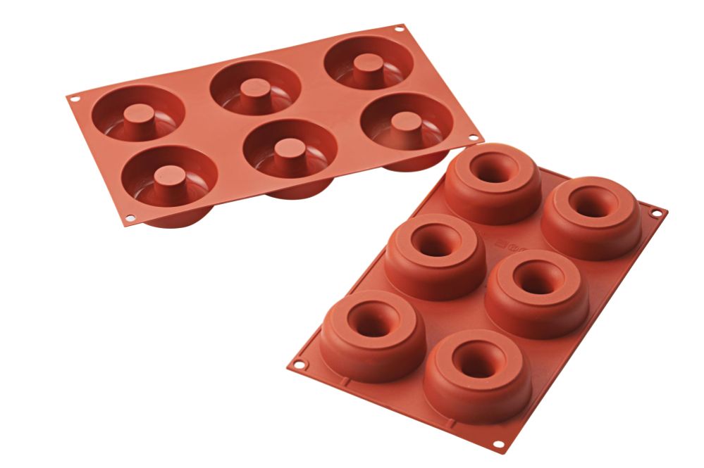 Bakformar i silikon, Donuts, 6 x 98 ml