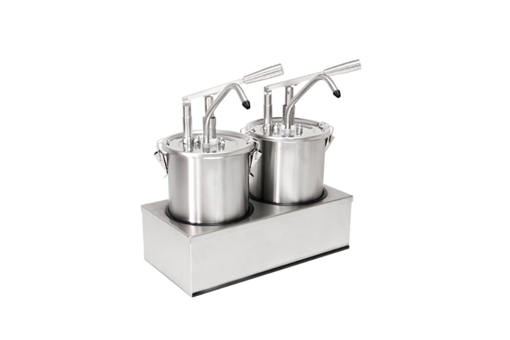 Såsdispenser med hävarm, 2 x 5,0 l - 405 x 205 x 421 mm /  Ø 180mm