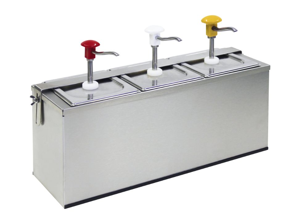 Pumpdispenser med GN-behållare “Cool”, 3 x 3 l  -  585 x 185 x 375 mm