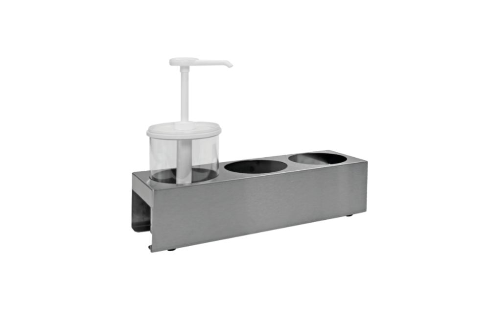 Ställ för pumpdispensers, 400 x 130 x 100 mm (Till rund)