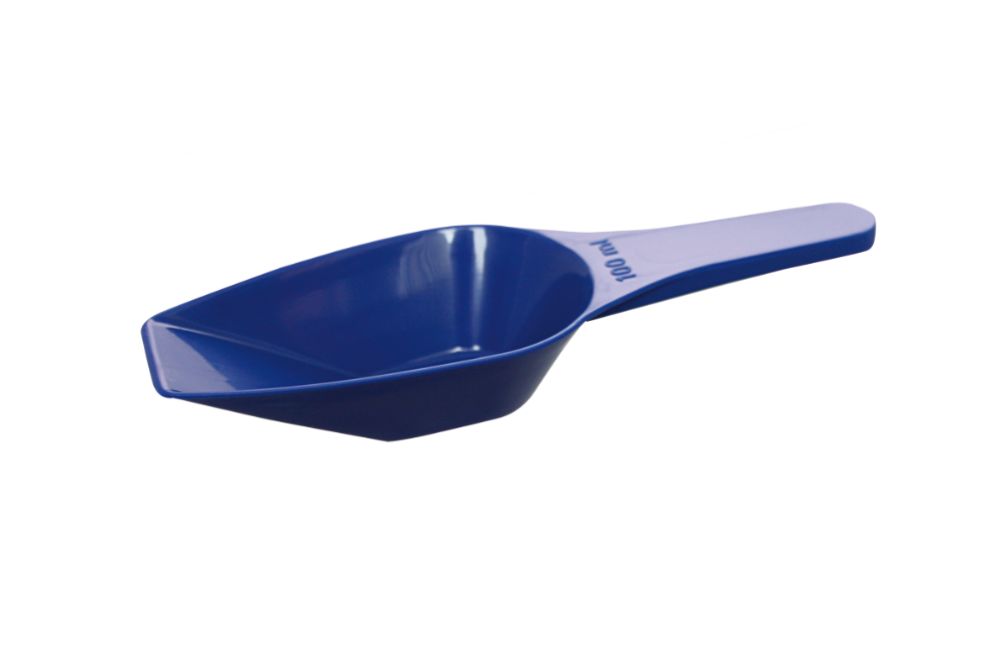 Måttskopa, fristående, blå, 200 mm - 100 ml