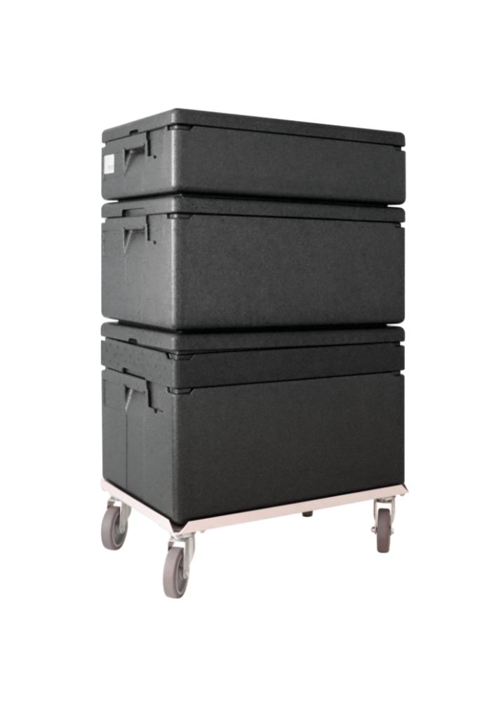 Vagn, aluminium, 620 x 420 mm, med 4 hjul