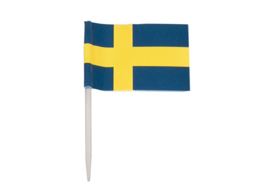 Flagga, Sverige, 40x28 mm, tandpetare, 65 mm (100 st)