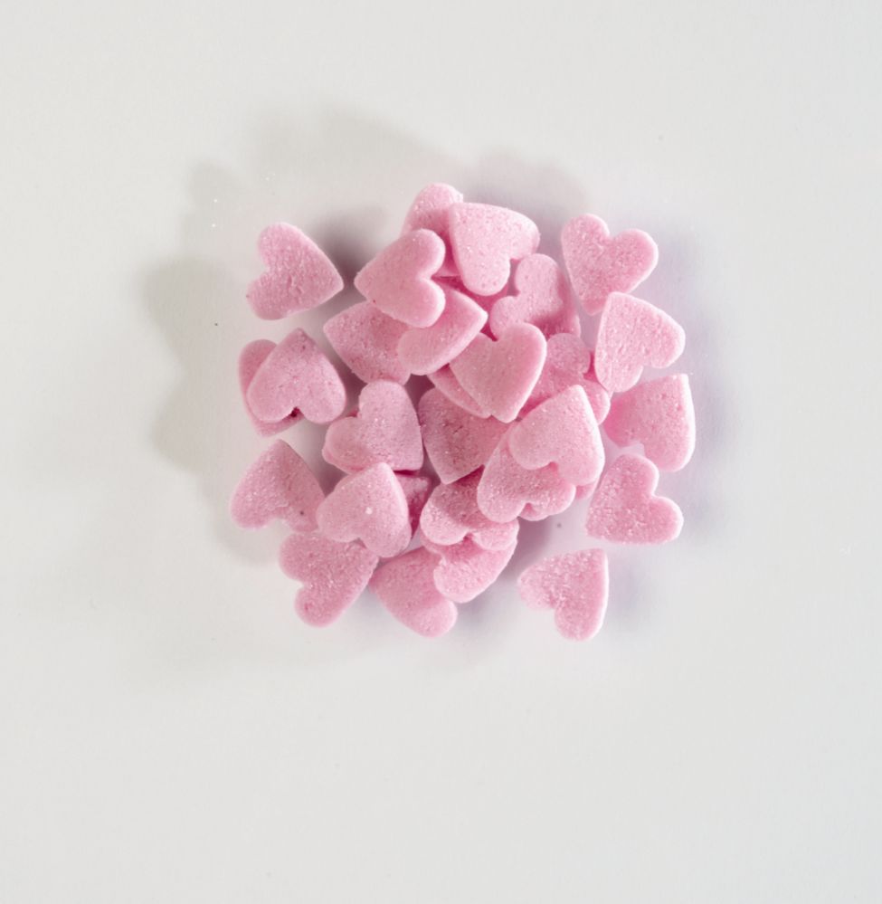 Kristyr, hjärtan, rosa, 7 mm (1,5 kg)