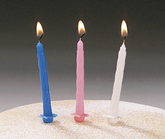 Tårtljus, blå med hållare, 80 mm (100 st)