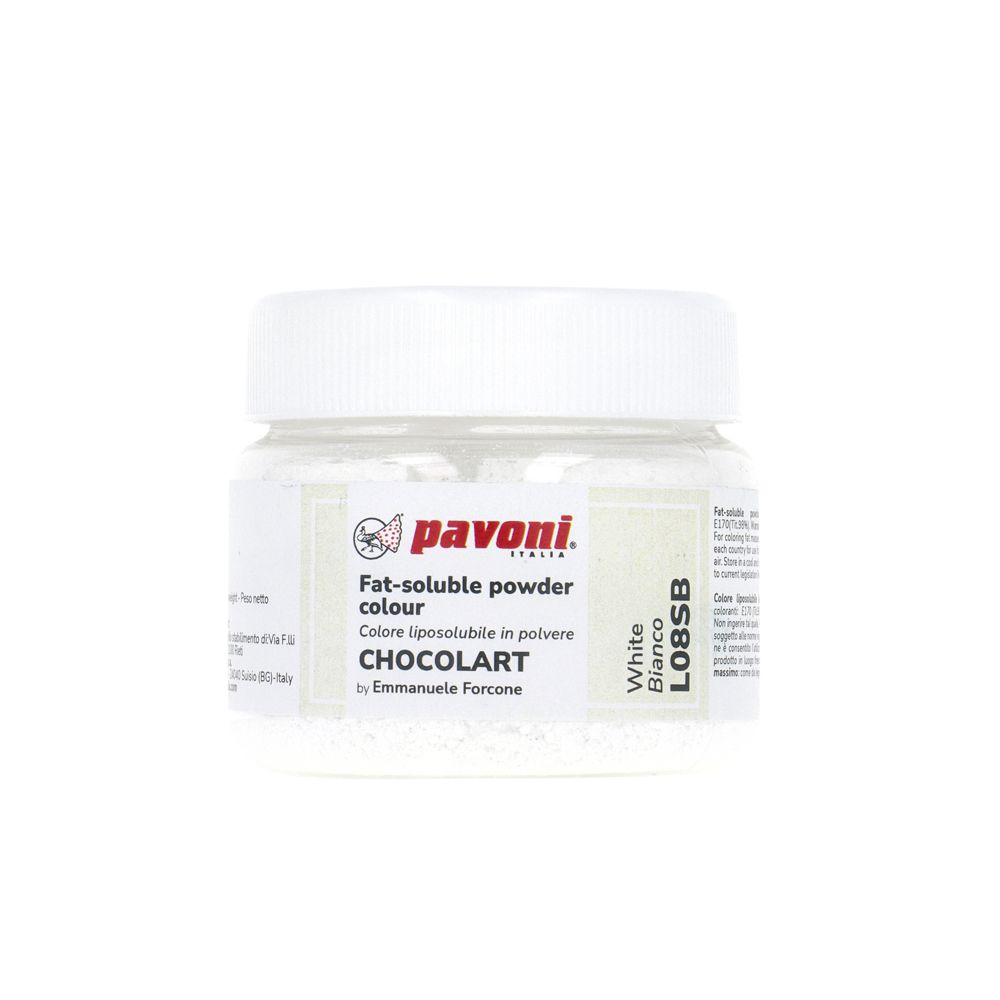 Pavoni, pulverfärg för choklad, vit (40 g)