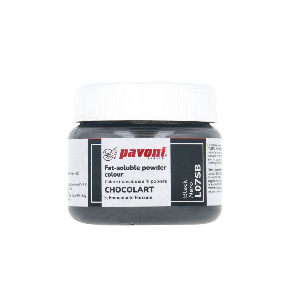 Pavoni, pulverfärg för choklad, svart (40 g)