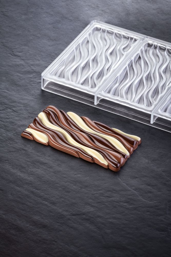 Pavoni, gjutform för chokladkaka, PC5030, Fluid by Vincent Vallée, 100 g, 3 st/form