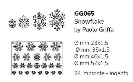 Pavoni, Pavoflex Gourmand, GG065, 300x200 mm, Snowflake, d: 23, 35, 46, 57 mm, h: 1,5 mm, 24 st/form