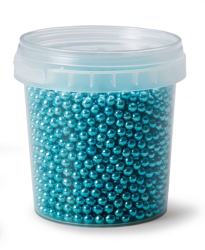 Pavoni, sockerpärlor, blå, metallic, 4 mm (120 g)