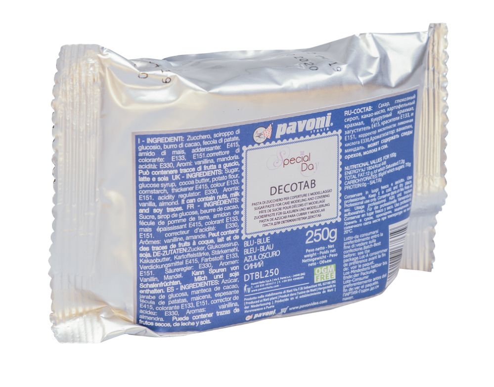 Pavoni, Decotab, sugarpaste, mörkblå (250 g)