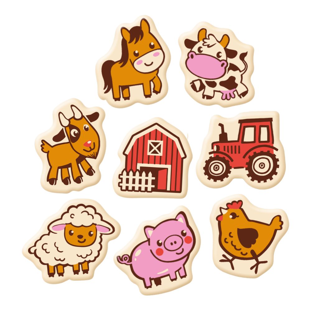 Chokladdekor, bondgårdsdjur, ca 30 mm (128 st)