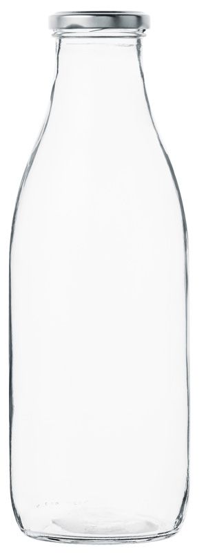 Flaska, glas, inkl. lock, h: 255 mm, 1 liter (18 st)