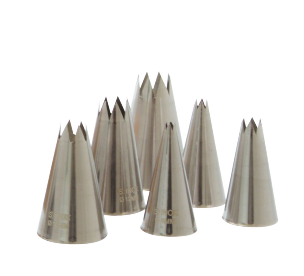 Tyllset stjärnform rostfritt stål, 4, 6, 8, 10, 13, 15 mm, 1 set