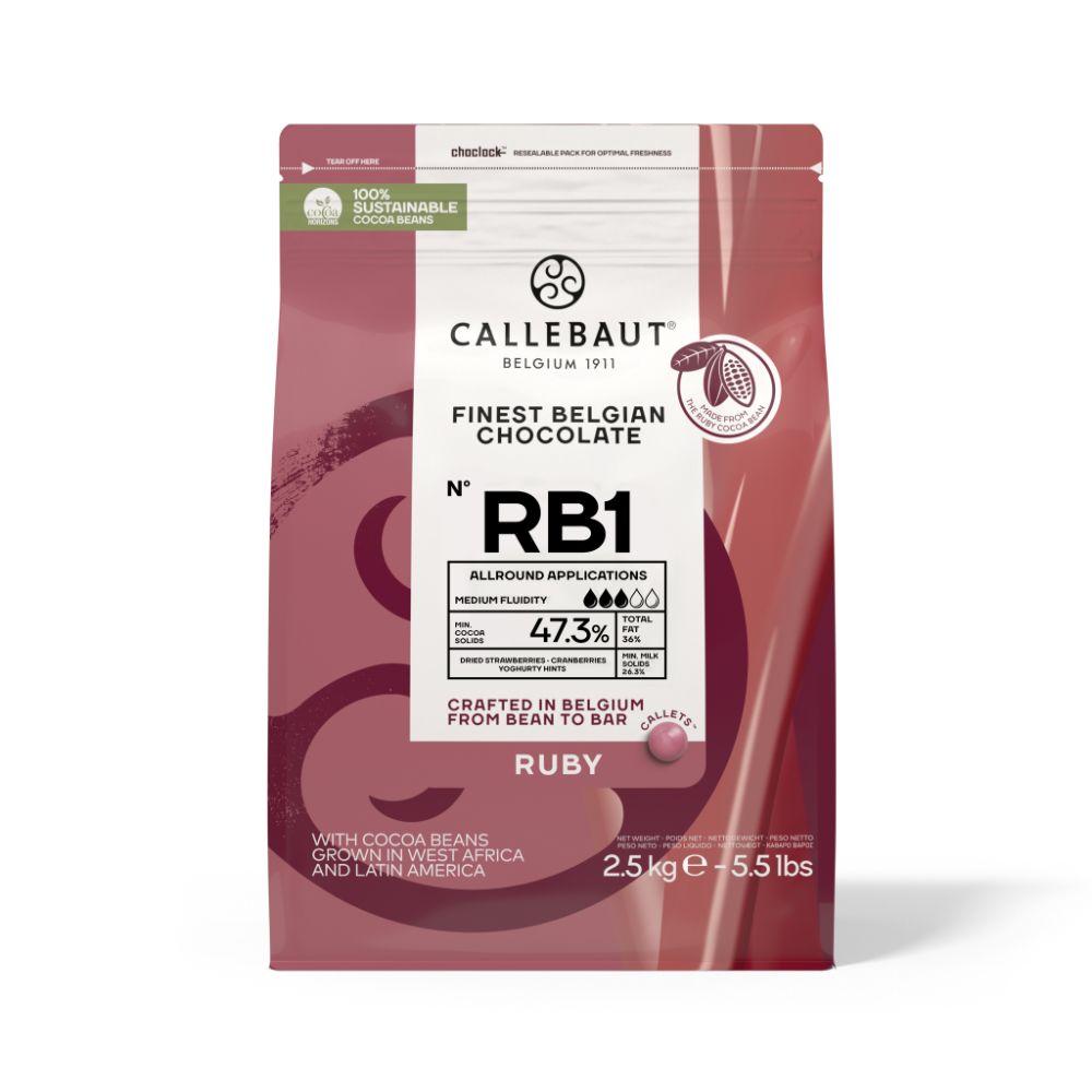 Callebaut, Ruby, choklad, rosa, pellets (2,5 kg)