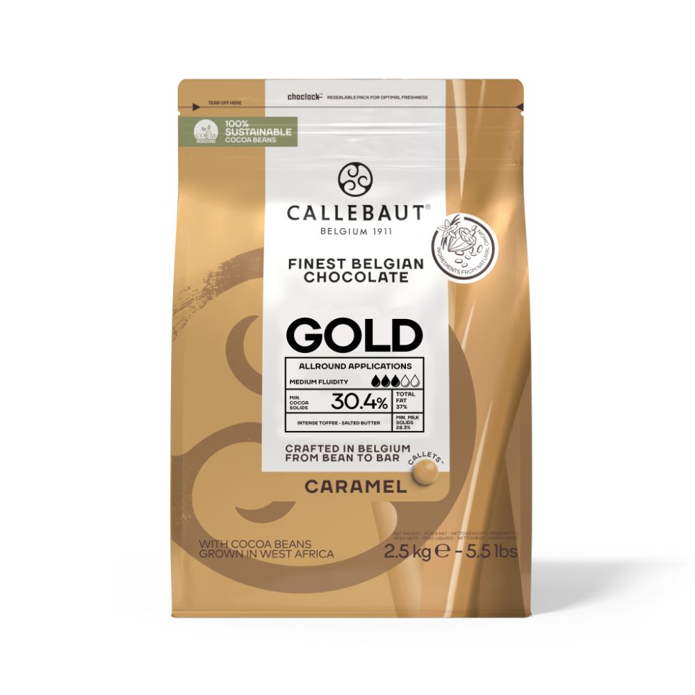 Callebaut, Gold, vit choklad med karamell, pellets (2,5 kg)