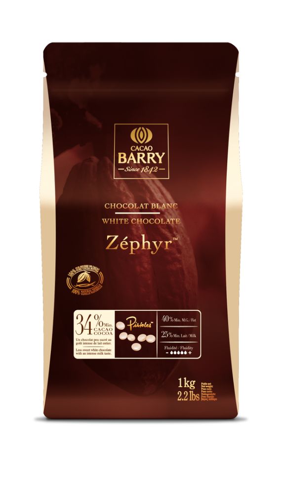 Cacao Barry, Zéphyr 34 %, vit choklad, pellets (1 kg)
