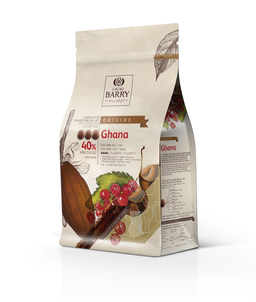 Cacao Barry, Ghana 40 %, mjölkchoklad, pellets (1 kg)