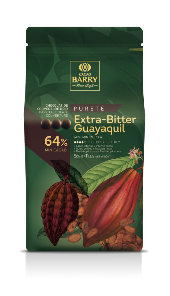 Cacao Barry, Extra-Bitter Guayaquil 64 %, mörk choklad, pellets (5 kg)