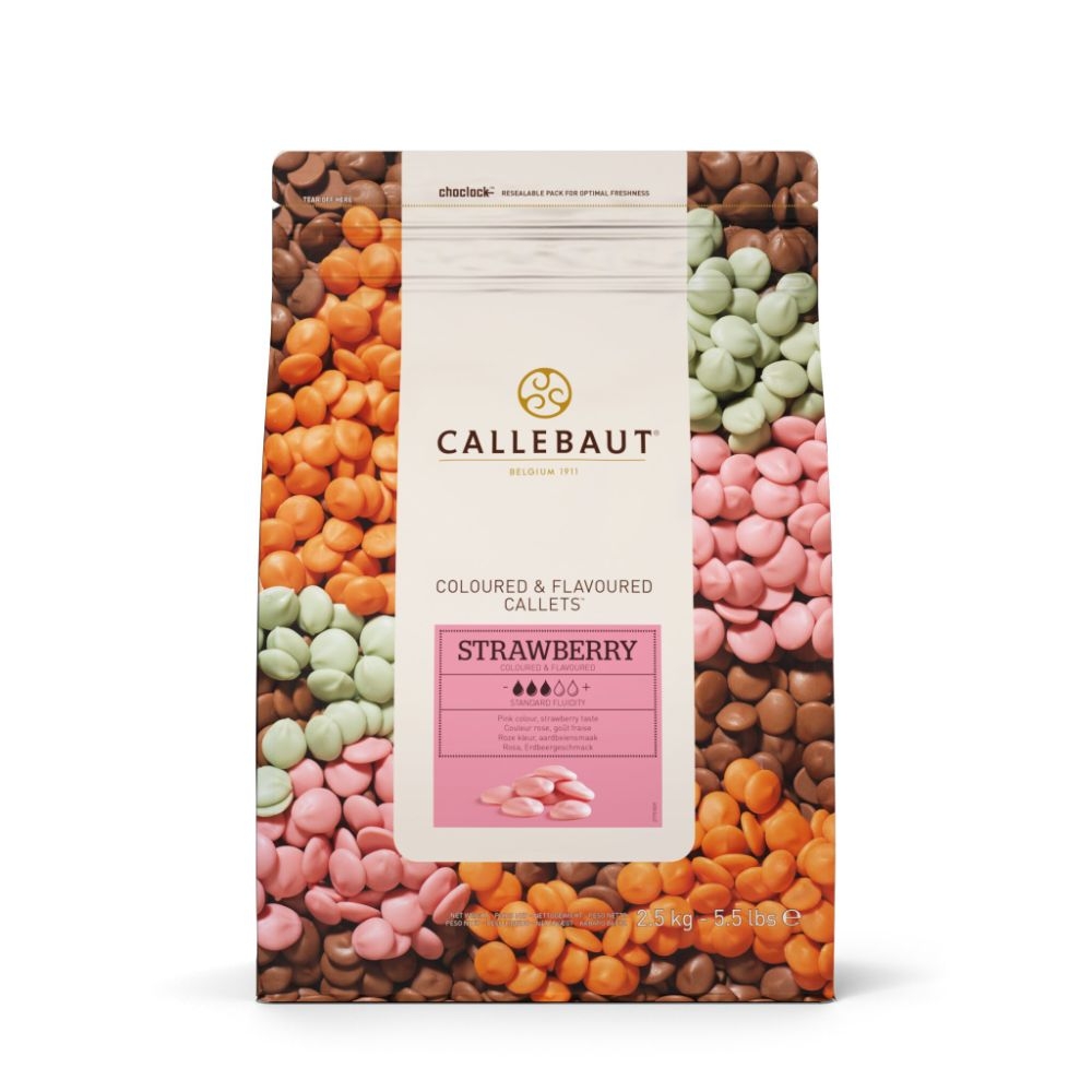 Callebaut, choklad med jordgubbssmak, pellets (2,5 kg)