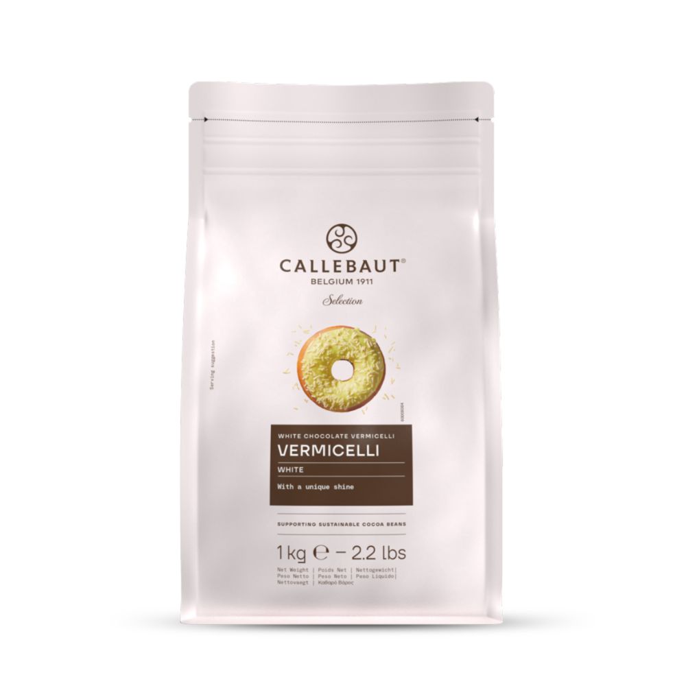 Callebaut, chokladdekor, Vermicelli, vit choklad (1 kg)