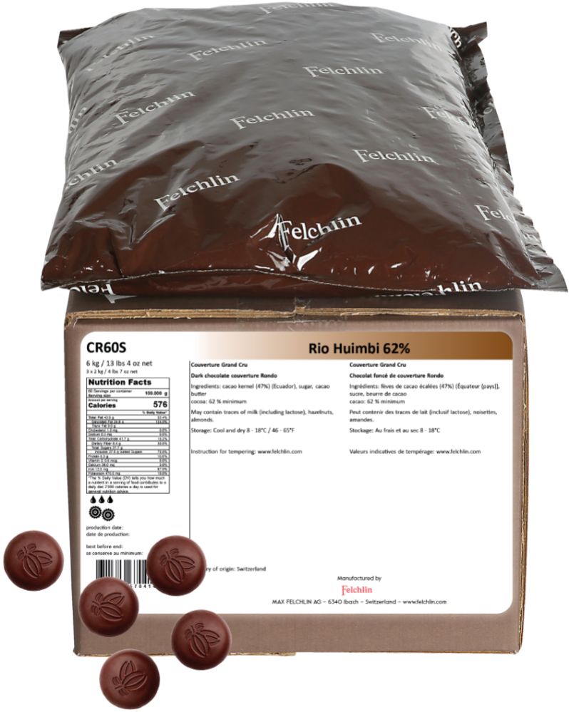 Felchlin, Rio Huimbi 62 %, mörk choklad, Rondo (2 kg)