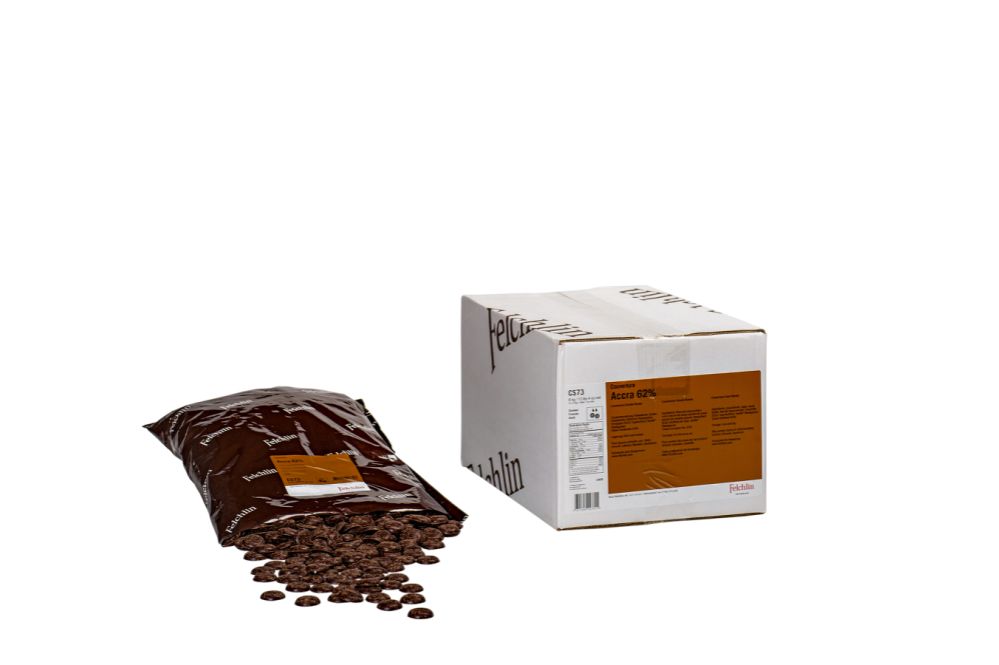 Felchlin, Accra 62 %, mörk choklad, Rondo (2 kg)