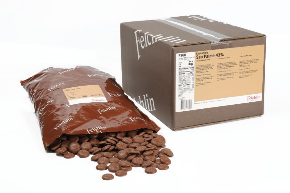 Felchlin, Sao Palme 43 %, mjölkchoklad, Rondo (10 kg)