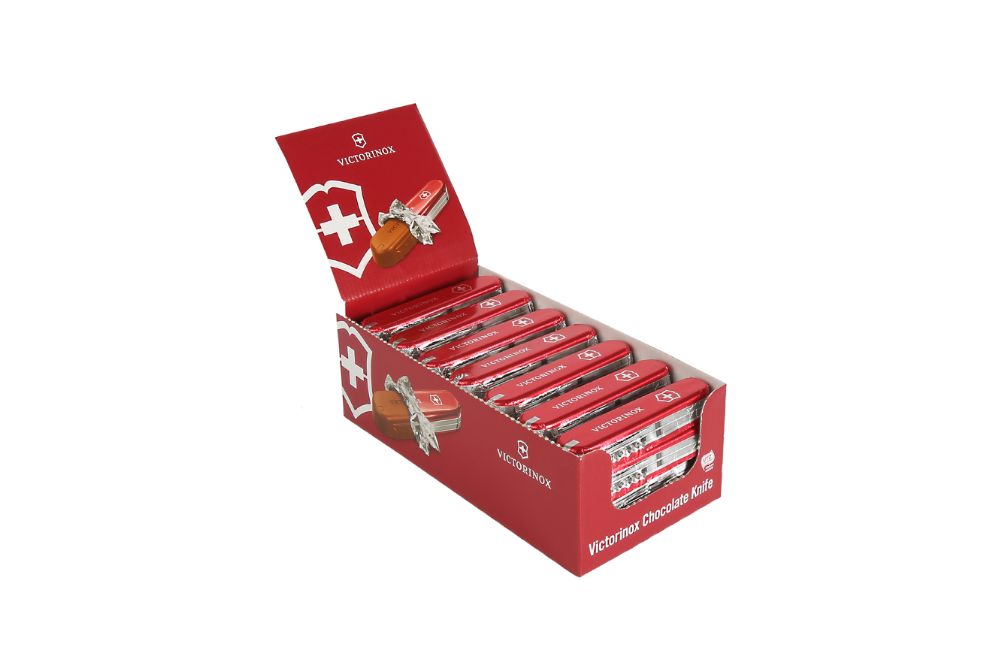 Felchlin, Schweizisk armékniv, mjölkchoklad med hasselnötsfyllning, 28 g (32 st)