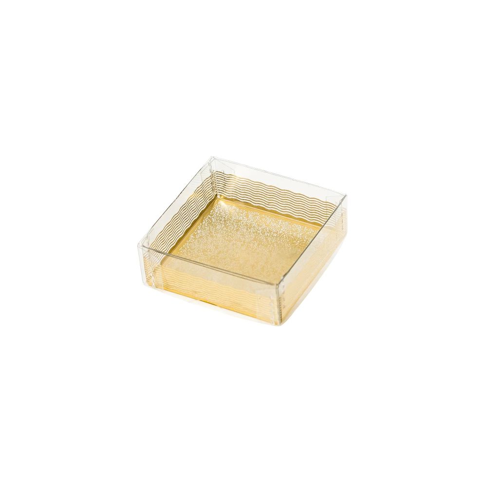 Transparent ask med guldmönster, 55x55x19 mm (50 st)