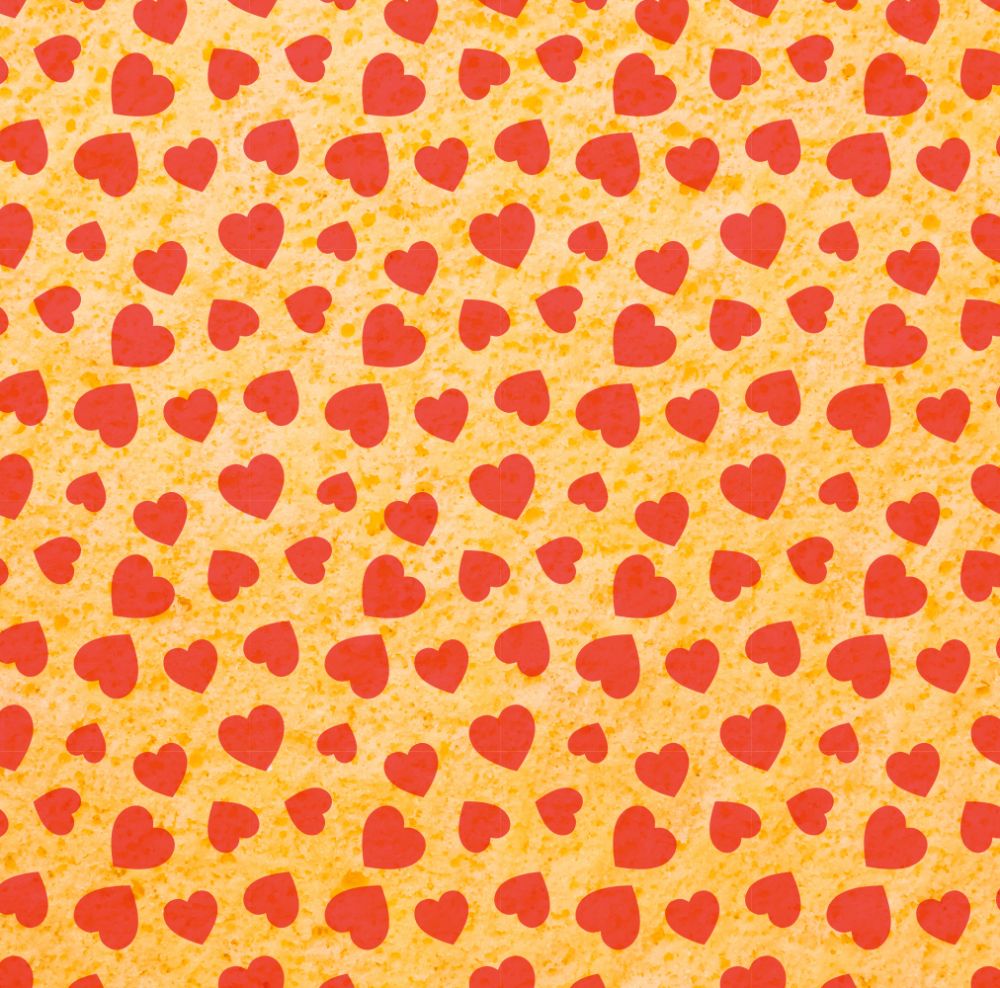 Överföringsark för bakverk, 400x300 mm, hjärta, 2 motiv (24 st)