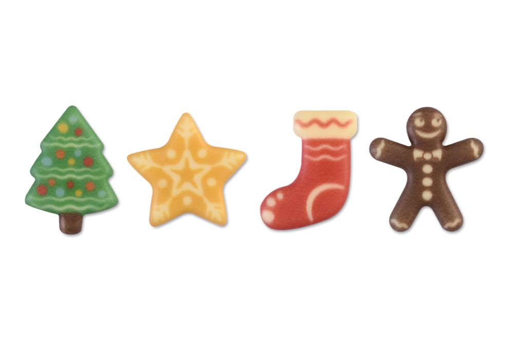 Chokladdekor, mixade julmotiv, ca 35 mm (96 st)