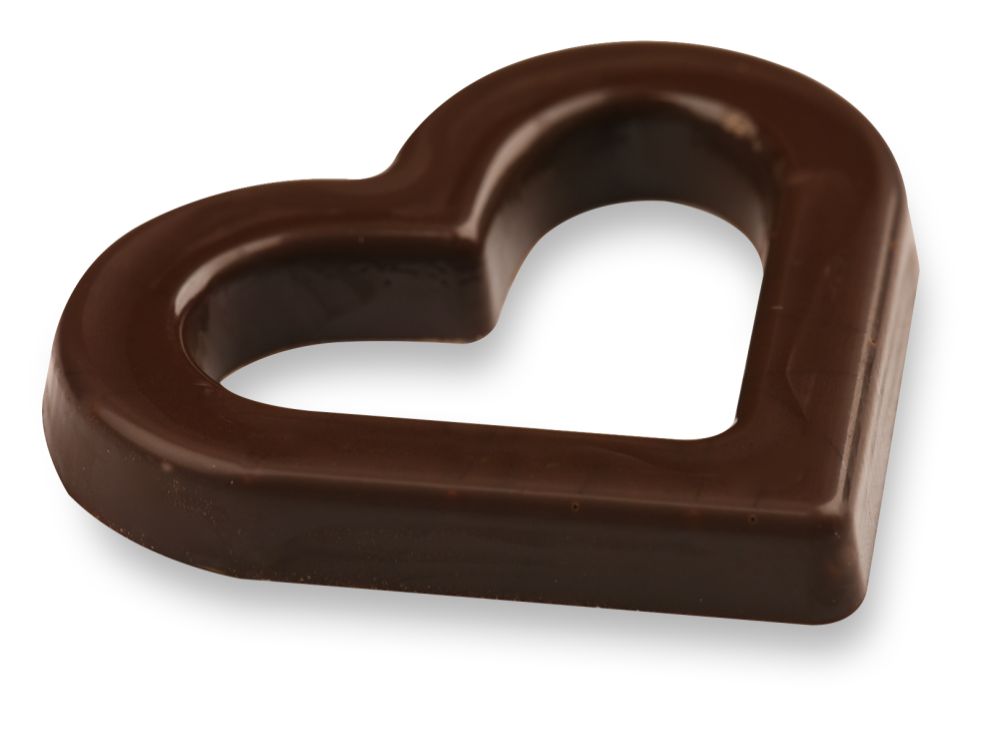 Chokladdekor, hjärta, mörk choklad, 34x30 mm (72 st)
