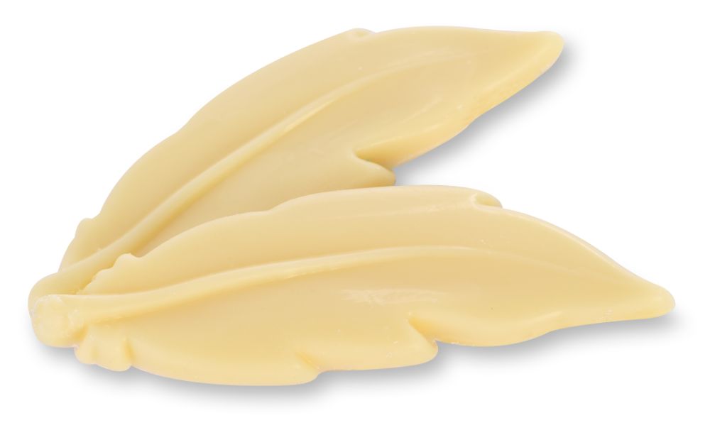 Chokladdekor, fjäder, vit choklad, 63x20 mm (64 st)