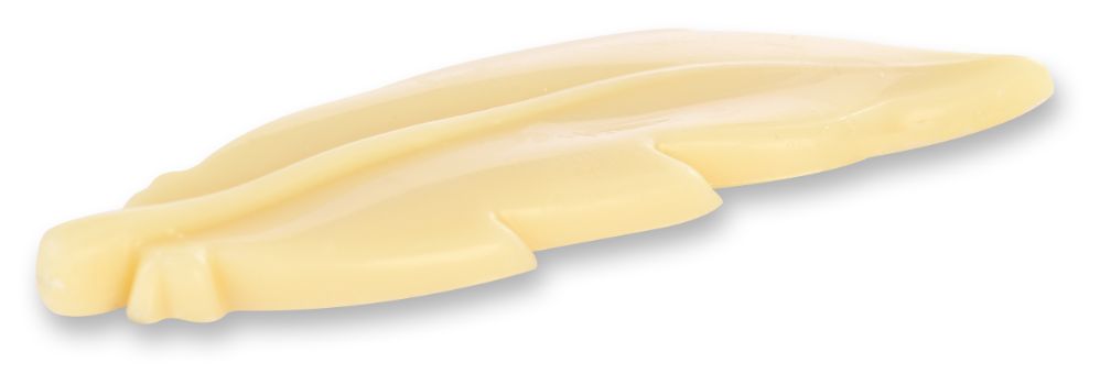 Chokladdekor, fjäder, vit choklad, 63x20 mm (64 st)