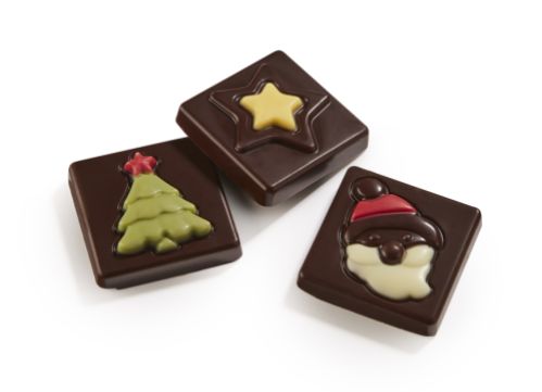 Chokladdekor, napolitaner, mörk choklad med julmotiv, 2750 g (ca 343 st)