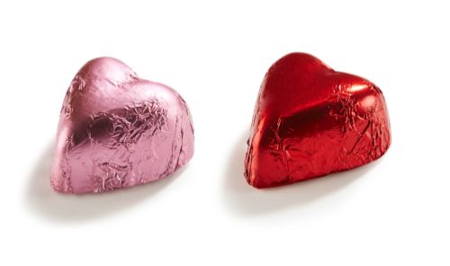 Pralin, hjärta i folie, hasselnötspraliné, 2500 g