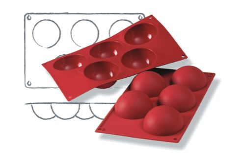 Bakform i silikon, Halvsphere, 5 x 120 ml