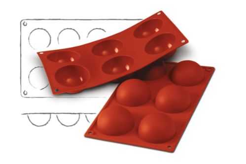 Bakform i silikon, Halvsphere, 6 x 80 ml