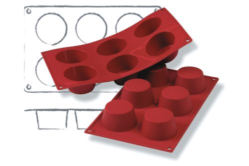 Bakform i silikon, Muffin, 6 x 100 ml